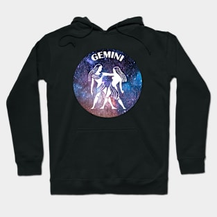 Gemini Astrology Zodiac Sign - Gemini the Twins Birthday Or Christmas Gift - Stars or Space and White Symbol Hoodie